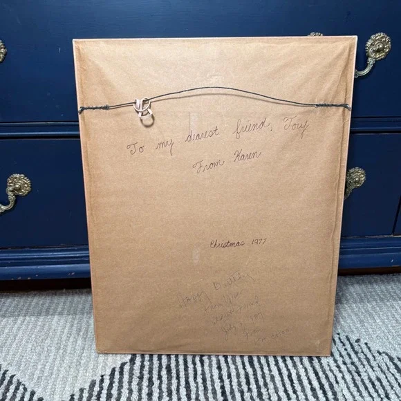 Vintage Framed Cross Stitch Sampler Friendship Poem Floral Roses Gold Frame 1977 - Picture 3 of 12